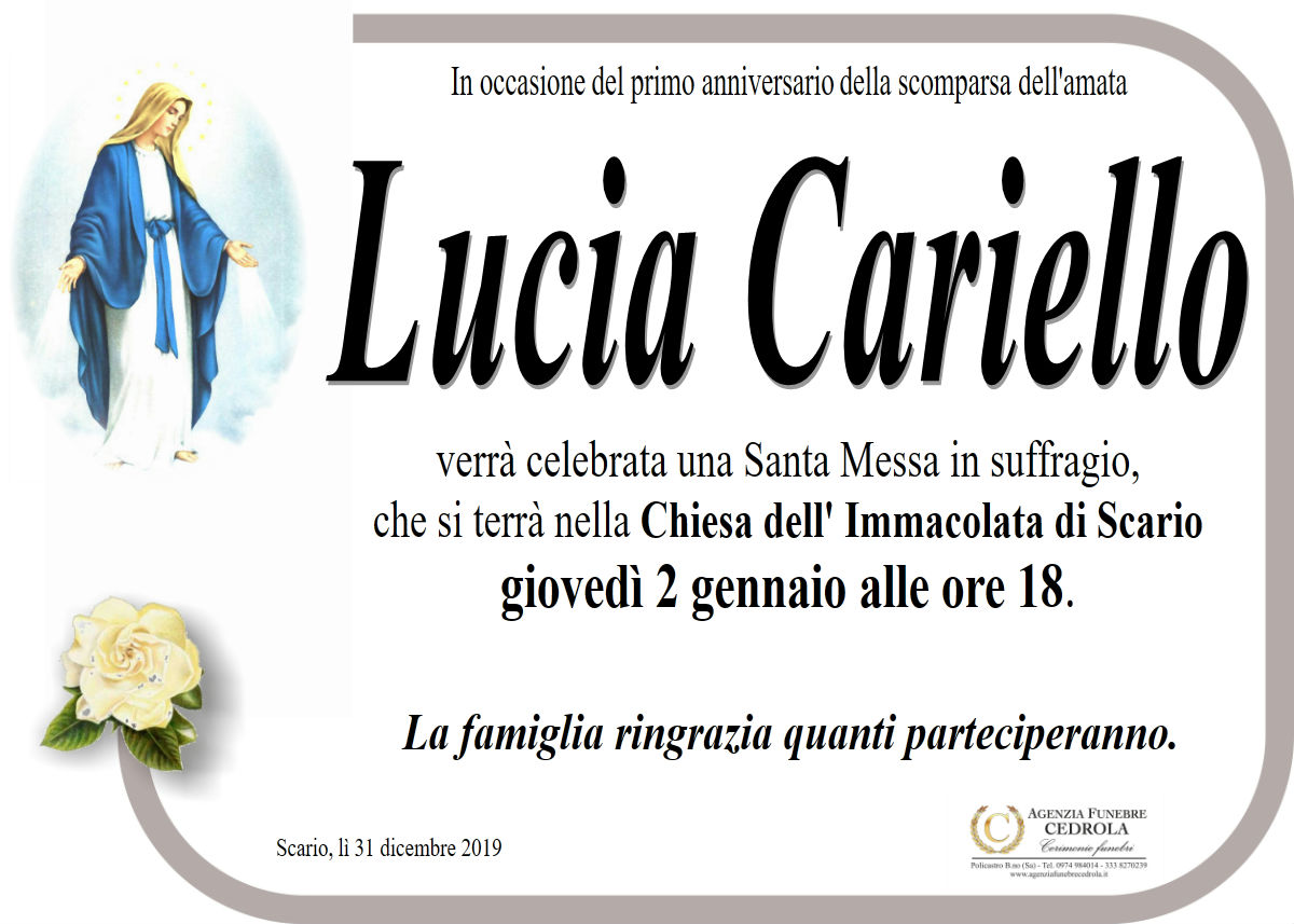 MANIFESTO Anniversario Lucia Cariello